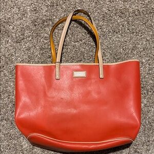 Coach Red and Tan Leather Tote Bag. Make an offer!!